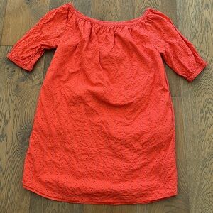 Dark Peach Eyelet Off-Shoulder Dress